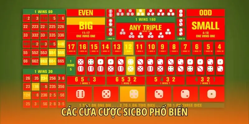 Các cửa cược Sicbo phổ biến